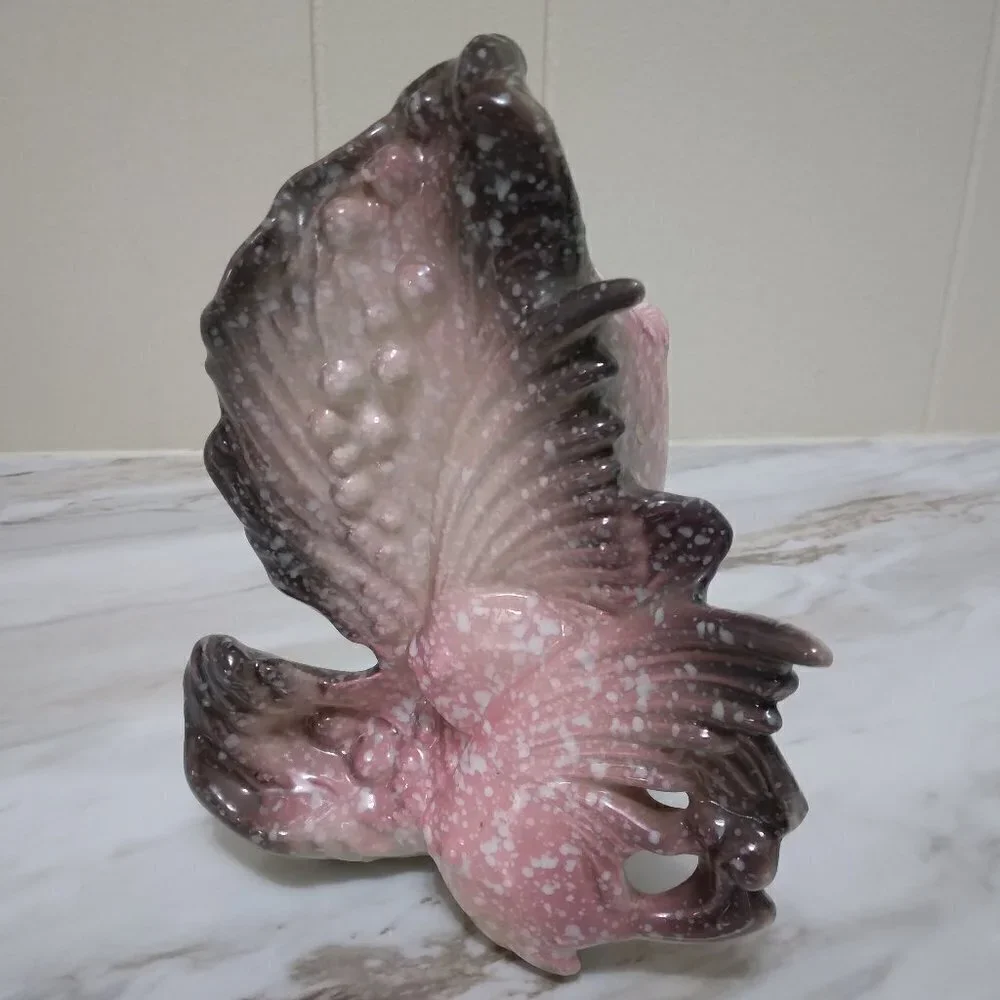 Vintage Pink and Grey Speckled Angelfish Vase - Picture 2 of 8